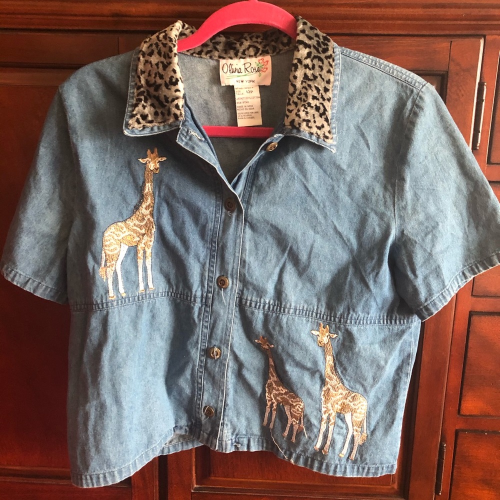 ADORABLE Y2K DENIM SHORT SLEEVE BUTTON UP